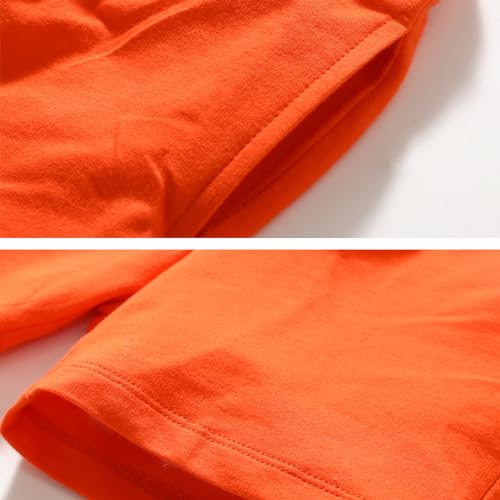 Image of LMYOVE Toddler Boy Short Set Little Boy Clothes Casual CrewNeck Short Sleeve T-Shirt and Short Sets Summer Beach Outfits(5T Orange Dinosaur)