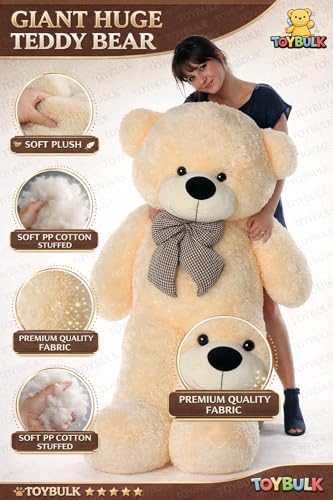 Image of 4 Feet Cream Giant Teddy Bear 48 inch Soft Toy, Plush, and Cuddly Stuffed Animal for Kids, Birthdays, Anniversaries, Valentine's Day, and Special Occasions Large Huggable (4 Feet, Beige)