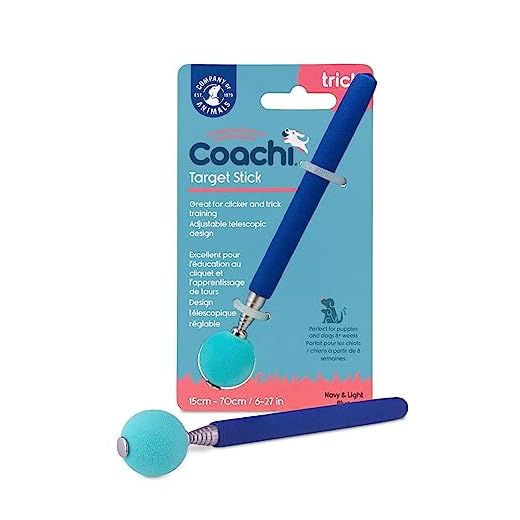 Coachi Target Stick, Diseño telescópico con pelota grande, Accesorio con clicker para adiestrar perros y mejorar su agilidad, Enseñar órdenes y trucos, Apto para perros y cachorros