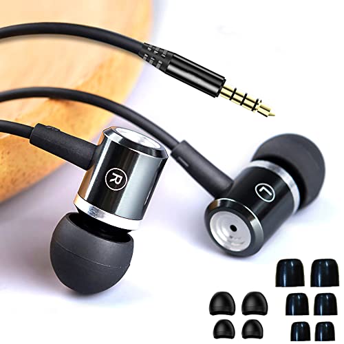 Suyuzrey Upgrade 3.5Mm Jack Wired Earbuds Heavy Bass In-Ear Headphones With Microphone,High-Fidelity Stereo Earphones Noise Isolation Memory Foam Earbuds Bass Boost,Cnc Machining Metal #TOP29