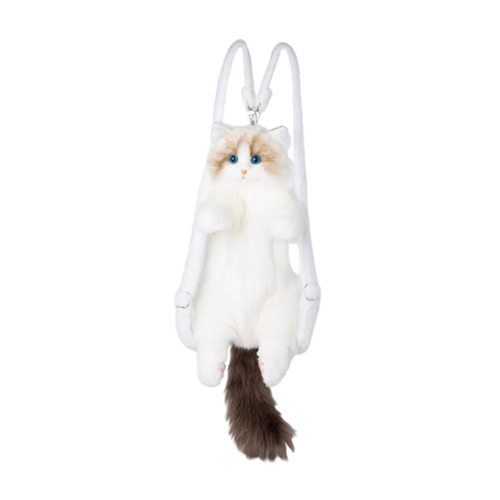 LOVIVER Zaino di peluche a forma di gatto carino, zaino da cartone animato per bambini, adolescenti, donne, regalo di compleanno, Senza Collare