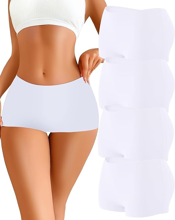 louryn koulyn Womens Seamless Boy Shorts Underwear Soft Stretch No Show Boxer Shorts Briefs Panties for Ladies 4 Packs-picture-26