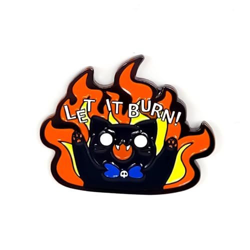 Image of Let It Burn! Angry Cat Enamel Pin - Animal World Series | Premium Enamel Pin - Statement Lapel Pin - Plated Badge for Clothing, Bags, Hats, Jackets, and Lanyards