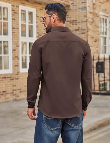 COOFANDY Mens Casual Button Down Work Shirts Untucked Long Sleeve Woven Shirt with Pockets4