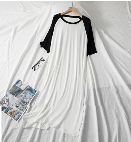 Men's Short-Sleeve nightgowns, Mens Classic modal Pajamas Ultra Soft Nightshirt Loose fit Nightdress L-5XL2