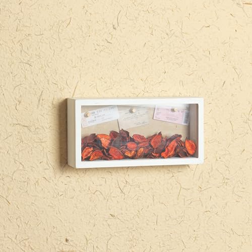 Image of Shadow Box Frame 5x10 Shadow Box Display Case with Linen Back of Awards Memorabilia Flower, Pictures, Keepsakes、Bouquet、Medals and More Photos Memory Box Long Skinny White