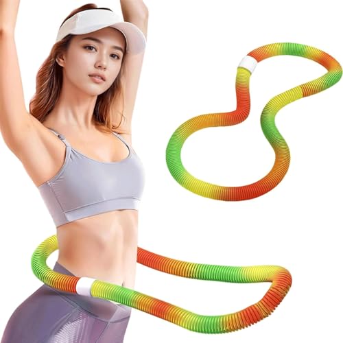 Bookwarm【2025新登場】1.3kg フラフープ  ウェイト付き ベリー フィットネス PVCソフトスプリングフープ 折りたたみ式 ポータブル フラサークル  筋トレ  (ウエスト・背中・脚・胸 エクササイズ) 室内/公園用 男女兼用 (7色)