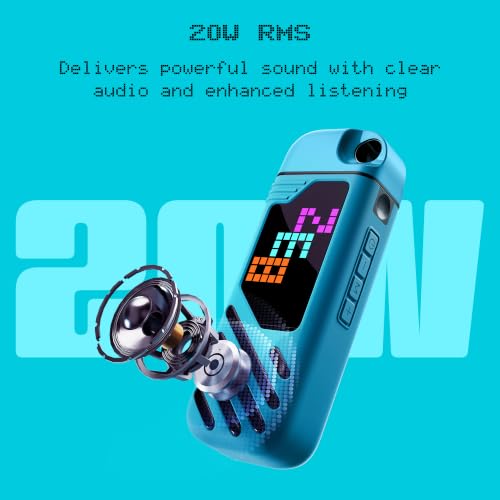 Image of Zebronics Music Bomb X50 Bluetooth Speaker, 20W RMS, Up to 7h Playback, 4000mAh, Dual Wireless Mics + Holder, Karaoke & Voice Changer, 17 Animations LED Pixel Display, BT v5.3, TWS, Type-C (Blue)