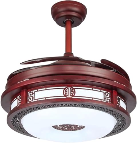 Ventilateur de plafond de style chinois rétro en bois noble pour grand séjour