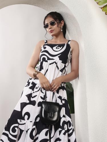 Image of GRECIILOOKS Women's Printed Long Maxi Dress | Sleeveless Layered Dress for Summer Styling | Elegant Boho Dress for Women | Casual Beach Vacation Maxi Outfit