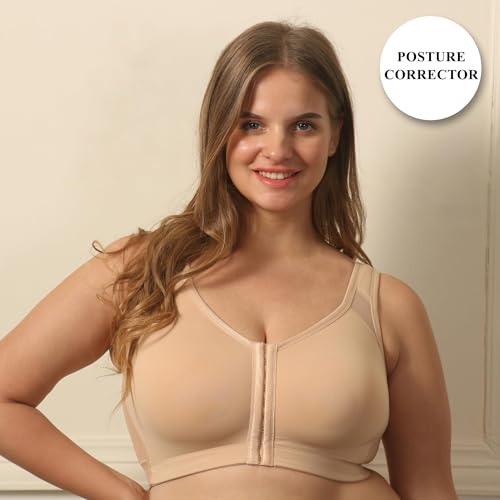 Image of SOIE Women Front Closure Full Coverage Non Padded Non Wired Posture Correction Bra