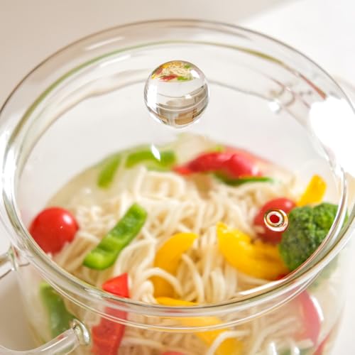 Image of Nestasia Borosilicate Glass Cooking Pot on Gas Stove (1750 ml) - Transparent Casserole with Air Vent Glass Lid | Microwave & Dishwasher Safe Durable Vessel for Kitchen