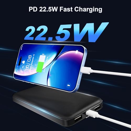 Miady 2-Pack Portable Charger, 22.5W 10000mAh Fast Charging Power Bank has Dual USB, Type C in&Out Slim Lightweight Battery Pack Compatible with iPhone 16/15/14, Galaxy S24/22, iPad, Android, Tablets - Thumbnail 2