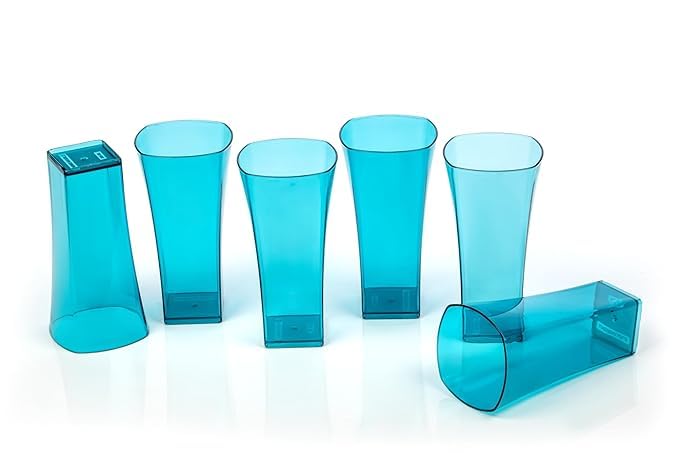 Image of SORATH Premium Drinking Glasses Set - Pcs Transparent Glassware | Stylish Tapered Glass Tumblers for Water, Juice & Cocktails | Modern Everyday Drinkware for Home & Commercial Use (Blue, Pack of 12)