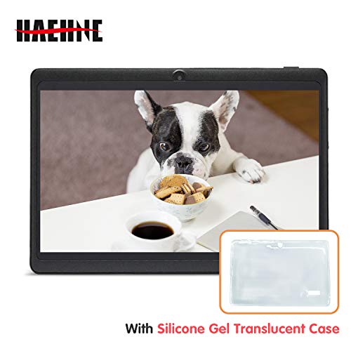 JINYJIA 7" Tablet PC, Google Android Tablet con Funda de Silicona Translúcida, Quad Core, Cámaras Duales, WiFi, Bluetooth, Negro