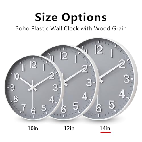 Image of HZDHCLH Wall Clocks Battery Operated,Wall Clock Gray,14 inch Wall Clock Silent Non Ticking Modern 3D Numbers for Kitchen Bedroom Living Room Office Classroom Decor