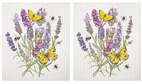 Image of 2 Mary Lake-Thompson SC823 Lavender Butterfly Reusable Sponge Cloths
