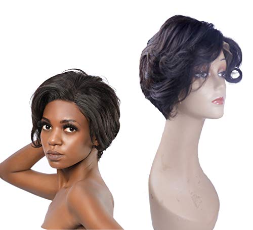 Sakula 13 4 Lace Front Wig Human Hair Wigs For Black Women 150% Density Brazilian Virgin Hair with Pre Plucked Haircuts Natural Hairline XY-03 (1B, 8 inch)