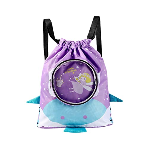 Mochila de playa, tela de 14,96 pulgadas, impermeable, dibujos animados con tira ajustable, gran capacidad, bolsa de natación para niños con separación seca y húmeda, playa de dibujos animados