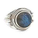 Steingröße: Ø 11 mm Ring Silber 925 Sterlingsilber Labradorit Stein (Nr: MRI 167), Ringgröße:50