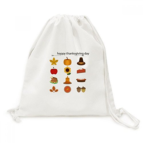 Sac à cordon en toile Motif Happy Day Thanksgiving pour voyage