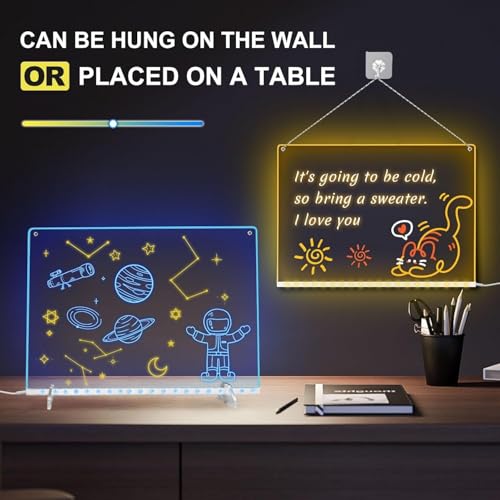 Image of Led Note Board with Battery Box,16''Drawing Tablet,6 Modes & 8 Colors Light Up Drawing Board,Kids Toy with 13 Light Effects,Birthday Holiday Day Gifts for Girls & Boys Age 3+,Tracing Book