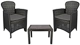 IPAE Rattan Garden Table and Chairs Set Set Of 2 Garden Chairs With Cushions & Table Patio Set