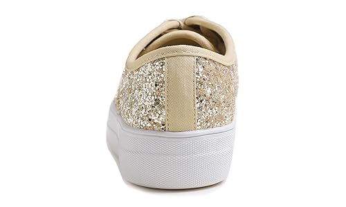 Image of FEVERSOLE Women's Fashion Dress Sneakers Party Bling Casual Flats Embellished Shoes
