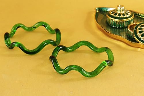 Image of NMII Stylish Glass Kada Set With Simple Cutting Pattern Glossy Finished For Women & Girls | Kada For Gift, Wedding & Everyone