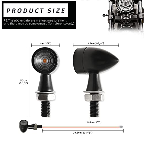 Keepdsgn Motorcycle Turn Signals Mini Bullet Indicator Brake Light Black Universal 8Mm Blinker Lamp For Steet Bike Cruiser Dirt Bike Cafe Racer Bobber - White #TOP3
