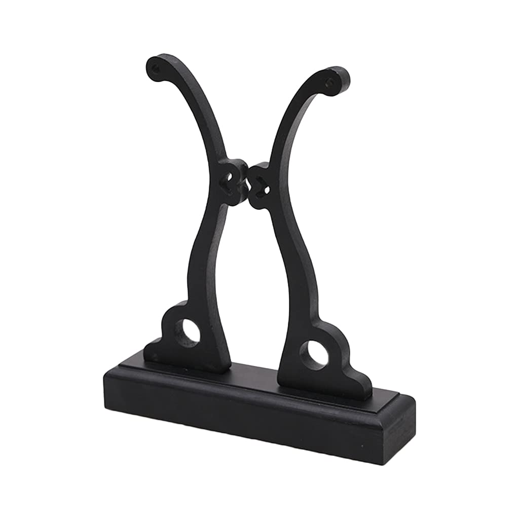 auncfofo Chinese Hand Fan Stand Wood Sturdy Folding Fan Stand Round Fan Display Base Holder Home Office Table Decor, Black