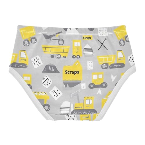 Wusikd Construction Vehicle Girls' Underwear Cotton Grey Girls Briefs Soft Toddler Underwear 2T2