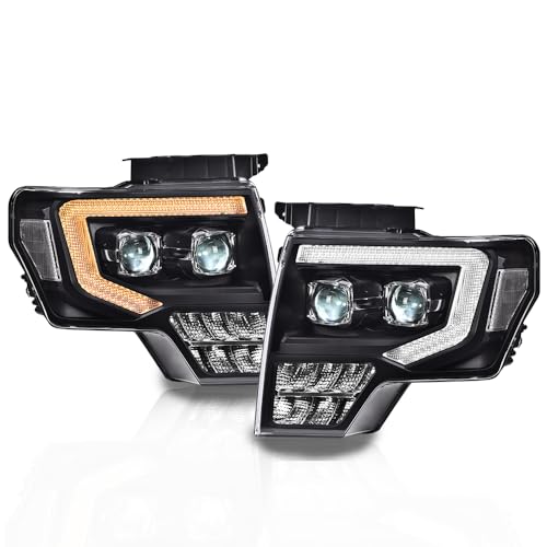 ALLGOOD LED Tube Dual Projector Headlights Assembly, Front Headlamp Compatible
