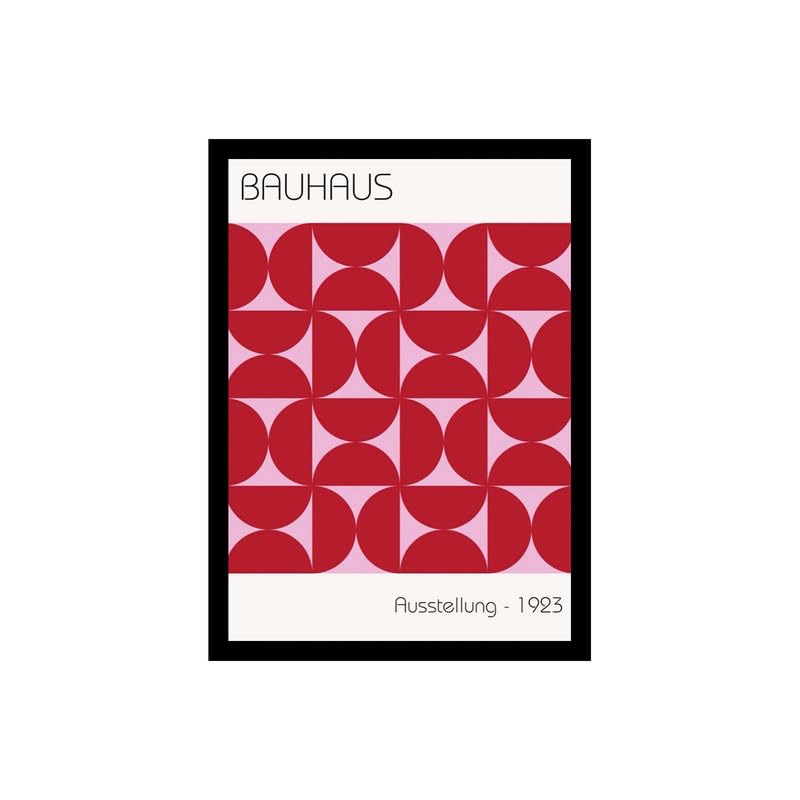Image of BLINKART Vintage Bauhaus Retro Geometric Aesthetic Poster Gallery | Colorful Wrap Framed For Home Office Studio Living Room Modern Art Studio Decoration Abstract Shapes | (d82) | 13x10 Inch