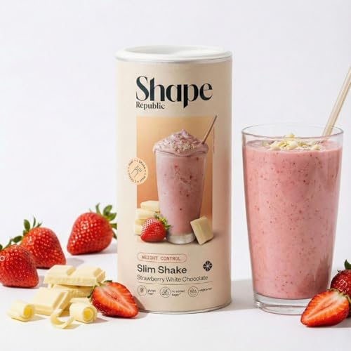 SHAPE REPUBLIC Strawbery White Chocolate - Abnehm Shake - Proteinreich - Enthält 24 Vitamine & Mineralstoffe - Diät Shakes zum Abnehmen