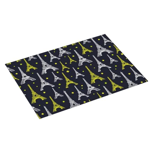 Alfombrillas grandes para secar platos para encimera de cocina, 18 x 24 pulgadas, absorbente, torre Eiffel, tapete de secado para encimera de cocina, tapete de microfibra con lazo para colgar