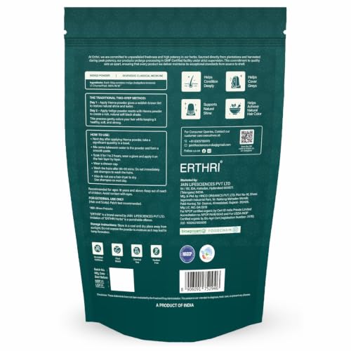 Image of Herbs Organic Indigo Powder, Natural Hair Color, Chemical Free, 200g | Indigofera Tinctoria Plant-Based Colorant, Dye for Black Hair, No Added Preservatives, Finely Sifted, Scalp Health