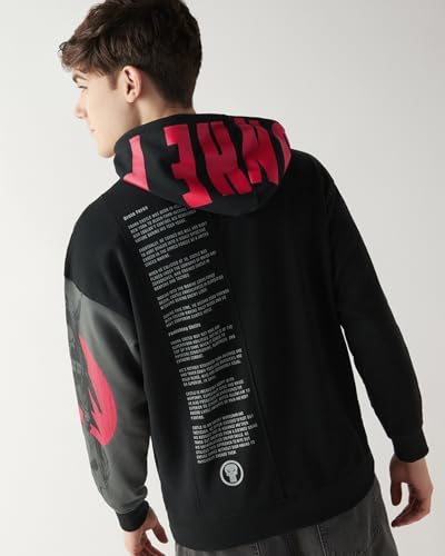 Image of Bewakoof X Marvel Punisher Men's Polycotton Oversized Fit Hoodies | Hoodie for Men Winter Wear