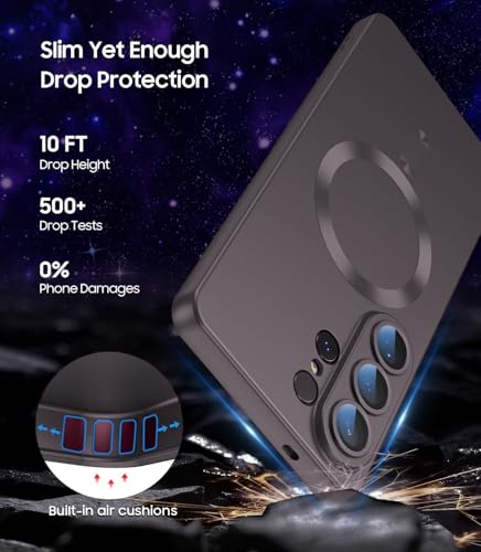 Image of DIZORO Samsung S26 Ultra Case, Compatible with Mag Safe Back Cover, Matte Luxury Metallic Luster Flexible TPU Wireless Charging Shockproof Case with Camera Protector Lens (Coffee)