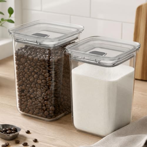 Image of All Time Modular Plastic Storage Container 700ml | Transparent Food Grade Airtight Kitchen Storage Jar with Silicone Gasket Lid | Stackable Multipurpose Canister for Snacks, Cereals & Pantry Storage