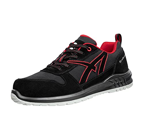 ALBATROS Clifton ST Låg fritidssko arbetssko O2 ESD SRC halkfri metallfri unisex, Svart röd, 41 EU