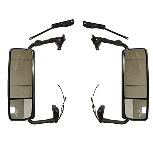 Door Mirror Power Heated Gloss Black With Turn Signal And Arm - Driver And Passenger Side ( Fit: Volvo Vnl 670, Vnl 780 ,Vnl 630 ,Vnl 730 ,Vnl 860 ,Vnm 200 , Vnm 430 ,Vnm 630 ,Vnx 300 Trucks ) #TOP8