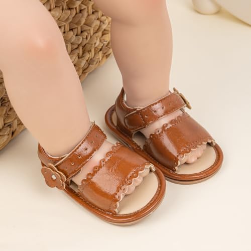 Image of HsdsBebe Baby Girls Sandals Bohemia Flower Bow Soft Sole Toddler First Walkers Beach Summer Shoes