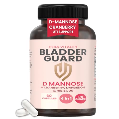 Bladder Control & Urinary Tract Support Supplement For Women – D-Mannose, Cranberry, Hibiscus & Dandelion Complex – Daily Bladder Health Capsules – 60