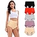 Women's Briefs Underwear Cotton High Waisted Panties for Women Pack Tummy Control Ladies Panty Fashion Multipack(D Almond,XL)