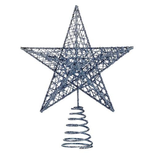 BinaryABC Christmas Tree Topper Star,Glittering Christmas Tree Decoration Ornaments,20cm (Dusty...