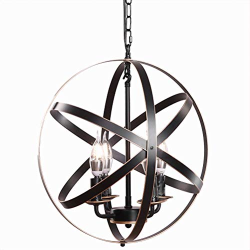 Lika 4-Light Chandeliers 15.7" Farmhouse Rustic Industrial Pendant Lighting with Metal Spherical Shade