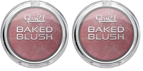 Image of Glam21 Baked Blusher | Highly Pigmented, Long Lasting | Illuminating Glow Finish | Smooth & Blendable Texture |Stays up to 8 hours | For All Skin Types | 6gm | Shade-11 (Pack of 2)