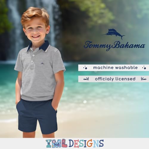 Image of Tommy Bahama Boys Short Sleeve Classic Polo Shirt & Elastic Waist Shorts Set, Casual 2-Piece Back to School Outfit for Kids