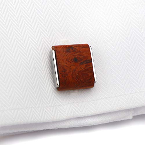 Viilock Mens Natural Handmade Rosewood Cufflinks Handcrafted Wooden Square Cuff Links (Bruma Rosewood) #TOP4